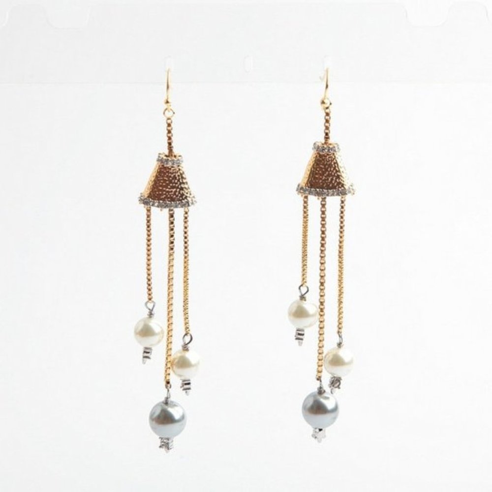 Alexis Bittar Pearl Tassel Bell Earrings